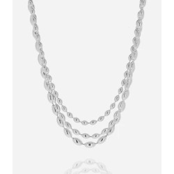 Collier triple rang or/argent
